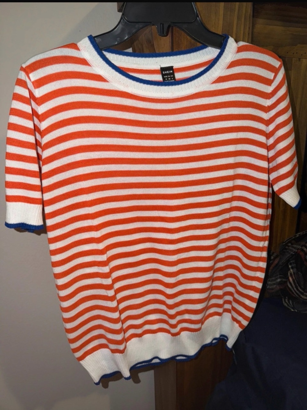 SHEIN Red and White Striped Knit Top - Picture 1 of 2
